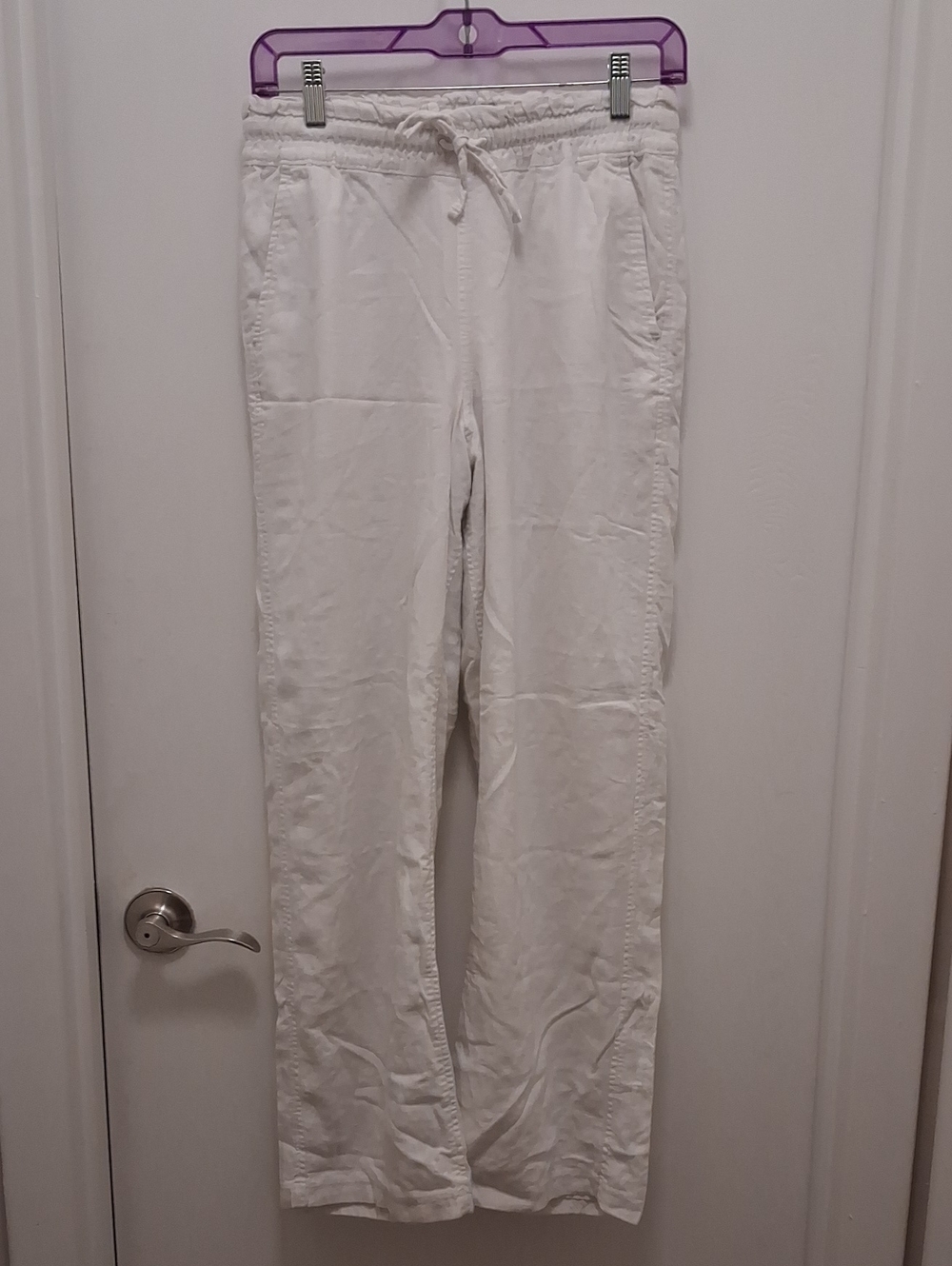 Hollister White adjustable-rise Pull-on Baggy linen pants Sz. S
